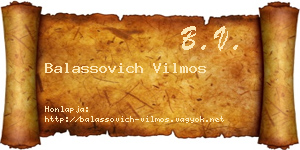 Balassovich Vilmos névjegykártya